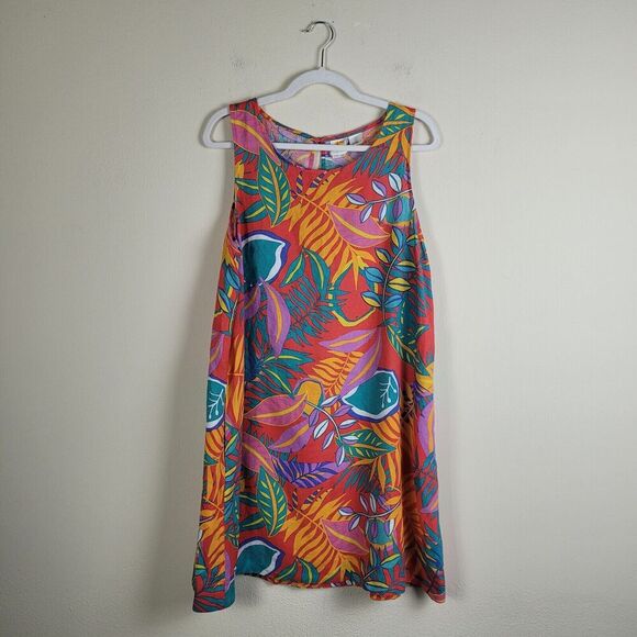 C&C California Dresses & Skirts - C&C California Dress Large Colorful Linen Floral Shift Pockets Vacation Beach